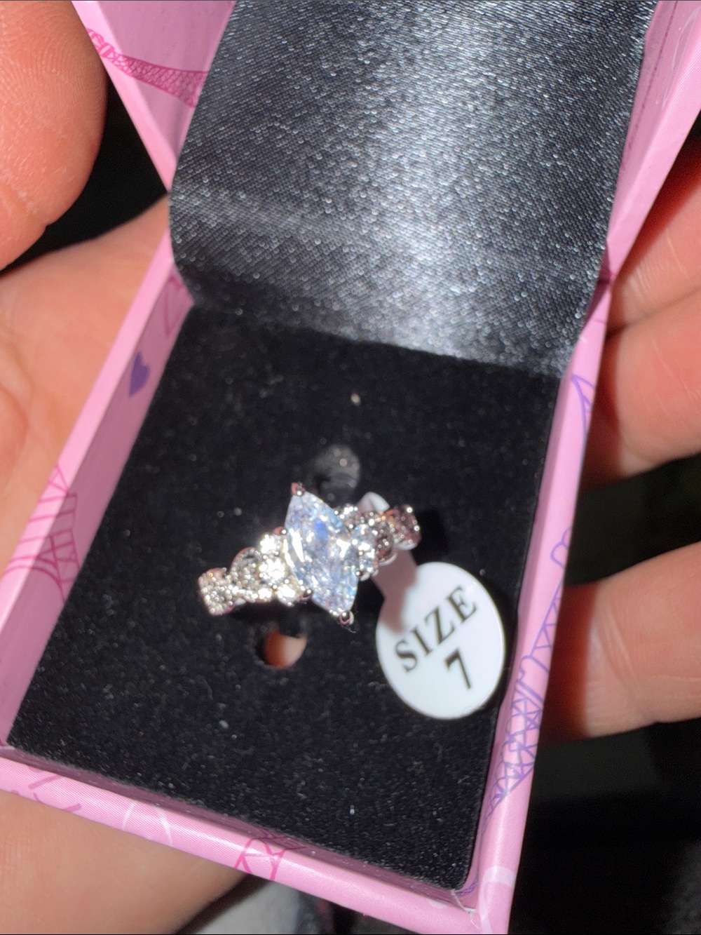 .2 m moissanite Marquise Cubic Zirconia Ring - Pink Box